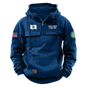Brave Sacrifice Inspired Custom U.S. Coast Guard Tactical Quarter Zip Hoodie Proud Veteran Edition for U.S. Coast Guard Veterans Dark Blue