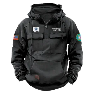 Proud U.S. Coast Guard Veterans Personalized U.S. Coast Guard Tactical Quarter Zip Hoodie Proud Veteran Edition Brave Strength Edition Gray