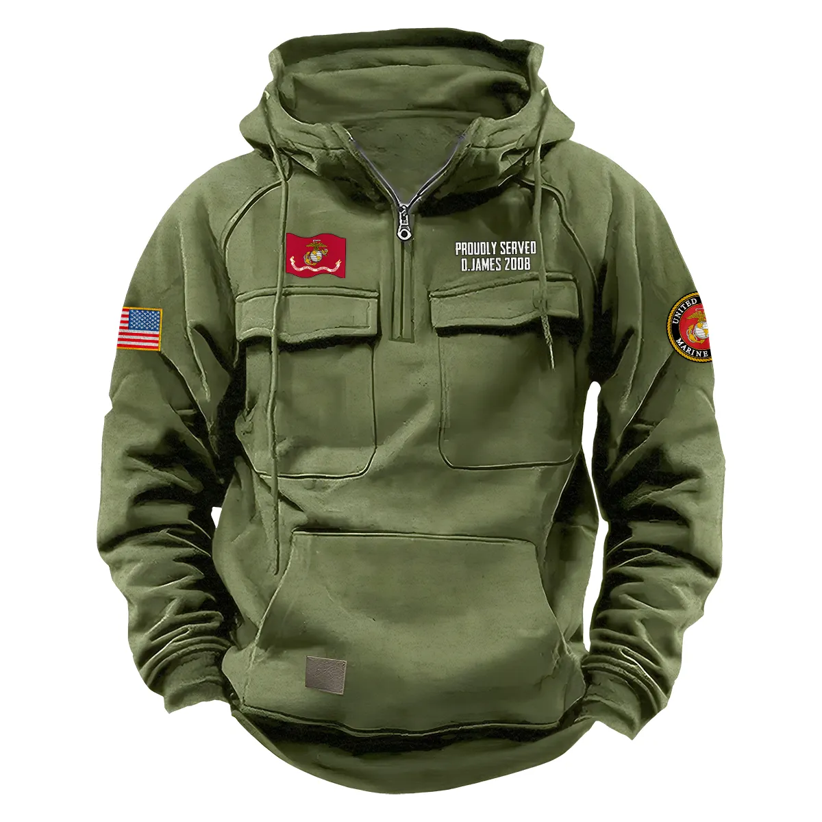 U.S. Marine Corps Tactical Quarter Zip Hoodie Proud Veteran Edition Custom Brave Pride Salute to U.S. Marine Corps Veterans Army Green U.S. Marine Corps Tactical Quarter Zip Hoodie Proud Veteran Edition Custom Brave Pride Salute to U.S. Marine Corps Veterans Army Green