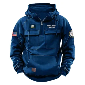 Brave Spirit Inspired Custom U.S. Navy Tactical Quarter Zip Hoodie Proud Veteran Edition for U.S. Navy Veterans Dark Blue