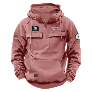 Proud U.S. Navy Veterans Personalized U.S. Navy Tactical Quarter Zip Hoodie Proud Veteran Edition Brave Tribute Edition Pink