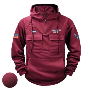 U.S. Air Force Veterans Distinguished Excellence Custom U.S. Air Force E2 AMN Tactical Quarter Zip Hoodie Wine Red