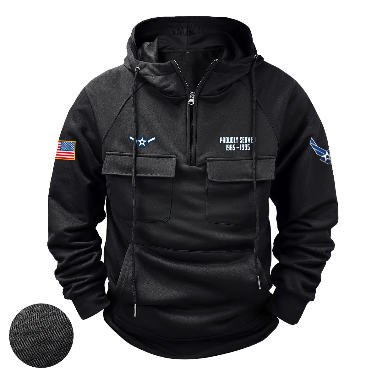 Distinguished Respect Inspired Custom U.S. Air Force E2 AMN Tactical Quarter Zip Hoodie for U.S. Air Force Veterans Black Distinguished Respect Inspired Custom U.S. Air Force E2 AMN Tactical Quarter Zip Hoodie for U.S. Air Force Veterans Black