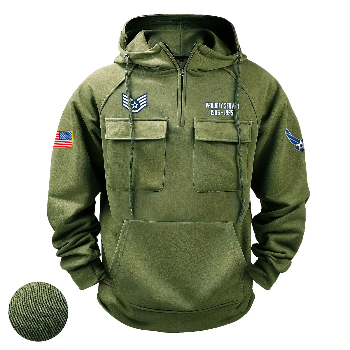 Noble Legacy Inspired Custom U.S. Air Force E5 SSGT Tactical Quarter Zip Hoodie for U.S. Air Force Veterans Army Green Noble Legacy Inspired Custom U.S. Air Force E5 SSGT Tactical Quarter Zip Hoodie for U.S. Air Force Veterans Army Green