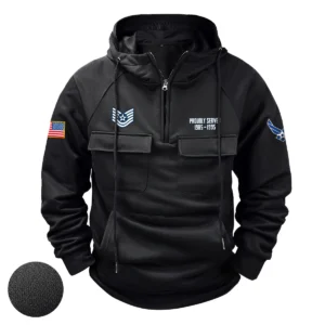U.S. Air Force Veterans Noble Heritage Custom U.S. Air Force E6 TSGT Tactical Quarter Zip Hoodie Black