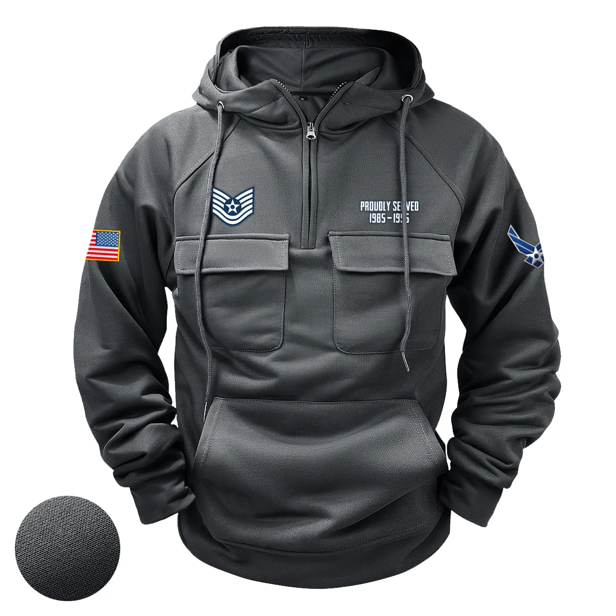 U.S. Air Force E6 TSGT Tactical Quarter Zip Hoodie Custom Noble Respect Salute to U.S. Air Force Veterans Gray U.S. Air Force E6 TSGT Tactical Quarter Zip Hoodie Custom Noble Respect Salute to U.S. Air Force Veterans Gray