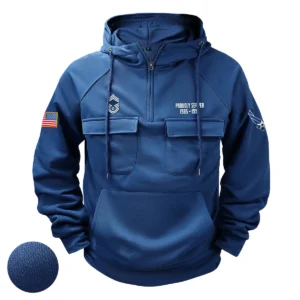 U.S. Air Force E9A CMSGT Tactical Quarter Zip Hoodie Custom Heroic Patriotism Salute to U.S. Air Force Veterans Dark Blue