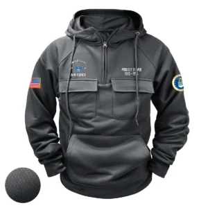 U.S. Air Force Tactical Quarter Zip Hoodie Custom Faithful Legacy Salute to U.S. Air Force Veterans Gray
