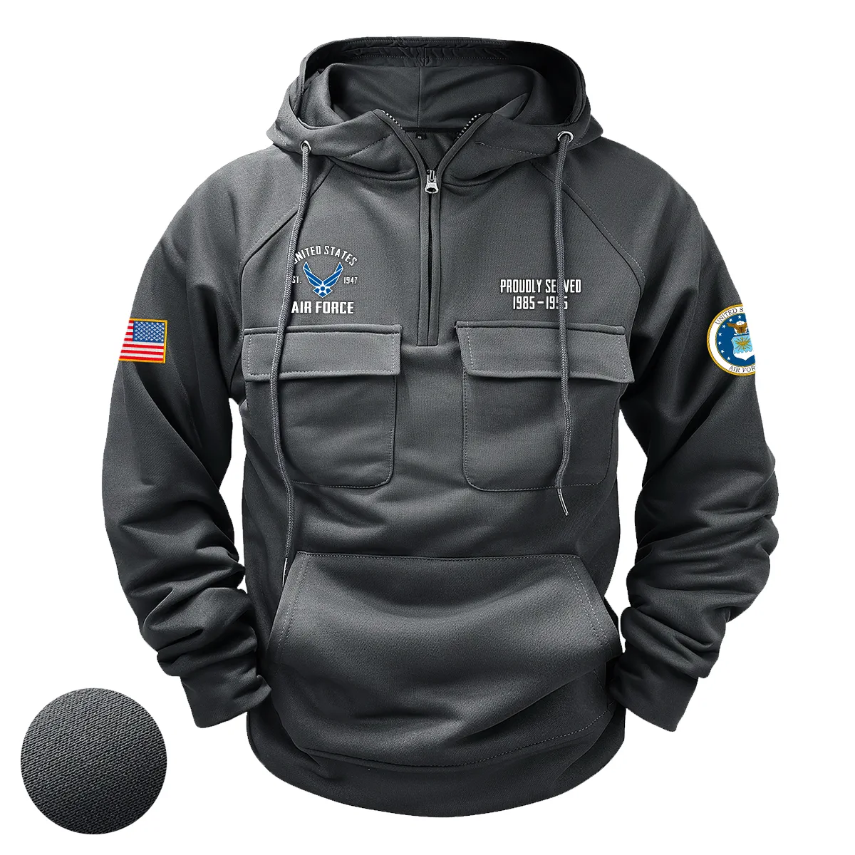 U.S. Air Force Tactical Quarter Zip Hoodie Custom Faithful Legacy Salute to U.S. Air Force Veterans Gray U.S. Air Force Tactical Quarter Zip Hoodie Custom Faithful Legacy Salute to U.S. Air Force Veterans Gray