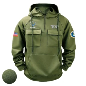 Faithful Courage Custom U.S. Air Force Tactical Quarter Zip Hoodie for U.S. Air Force Veterans Army Green