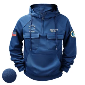 Custom Faithful Strength U.S. Air Force Tactical Quarter Zip Hoodie Honoring U.S. Air Force Veterans Dark Blue