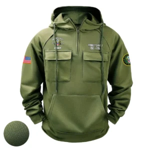 Faithful Heritage Inspired Custom U.S. Army Tactical Quarter Zip Hoodie for U.S. Army Veterans Army Green
