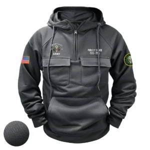 Proud U.S. Army Veterans Personalized U.S. Army Tactical Quarter Zip Hoodie Faithful Devotion Edition Gray