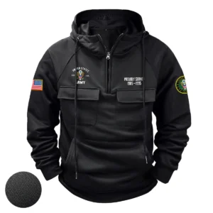U.S. Army Tactical Quarter Zip Hoodie Custom Faithful Excellence Salute to U.S. Army Veterans Black