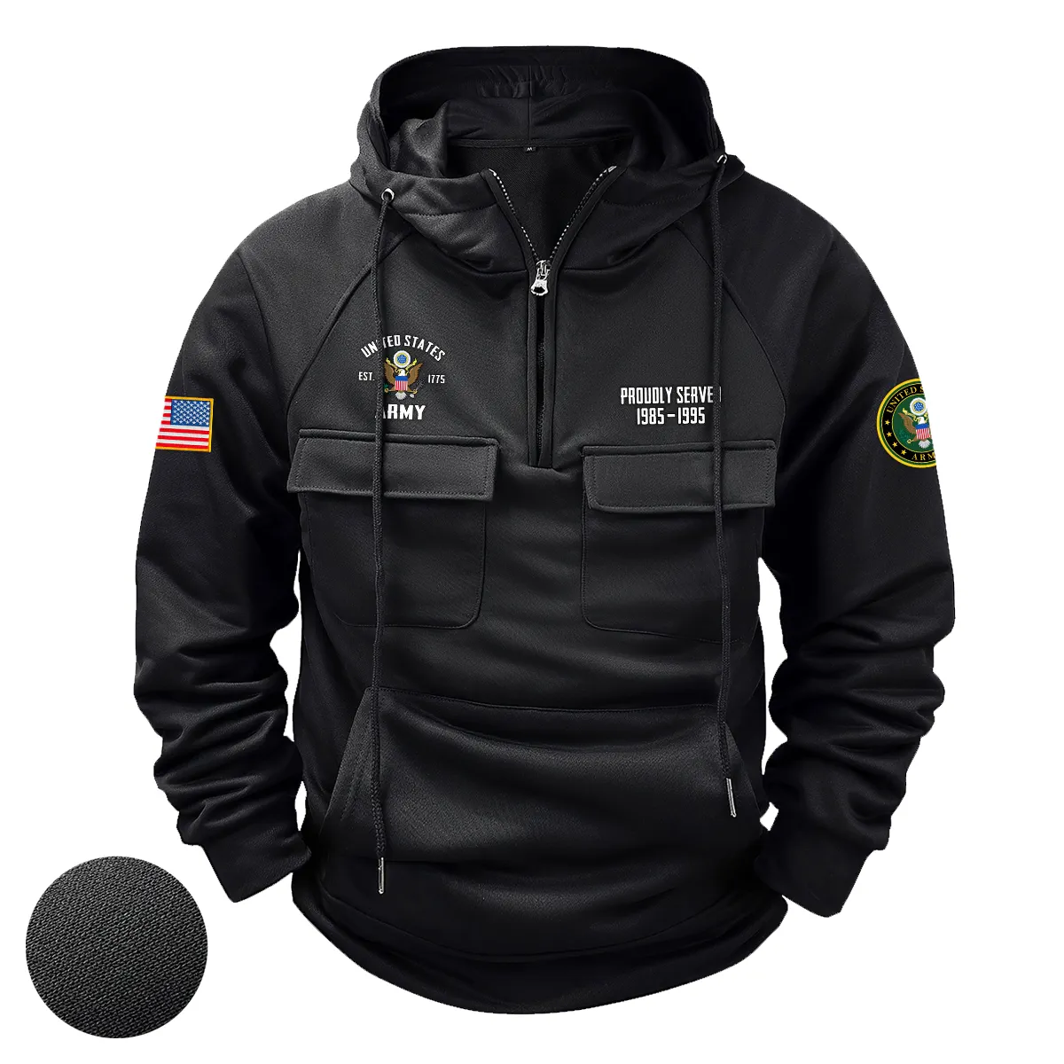 U.S. Army Tactical Quarter Zip Hoodie Custom Faithful Excellence Salute to U.S. Army Veterans Black U.S. Army Tactical Quarter Zip Hoodie Custom Faithful Excellence Salute to U.S. Army Veterans Black