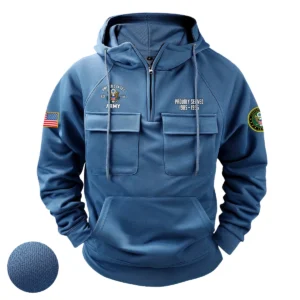 Faithful Respect Custom U.S. Army Tactical Quarter Zip Hoodie for U.S. Army Veterans Blue