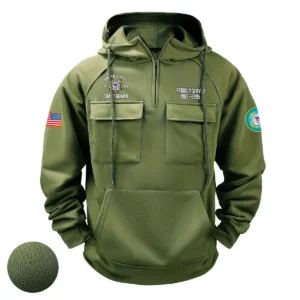 U.S. Coast Guard Veterans Faithful Fortitude Custom U.S. Coast Guard Tactical Quarter Zip Hoodie Army Green