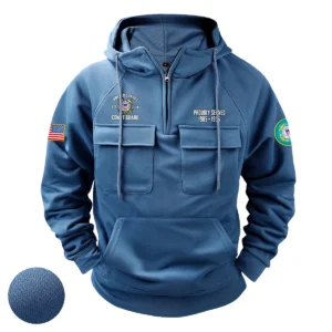 Dedicated Honor Inspired Custom U.S. Coast Guard Tactical Quarter Zip Hoodie for U.S. Coast Guard Veterans Blue