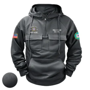 U.S. Coast Guard Tactical Quarter Zip Hoodie Custom Dedicated Duty Salute to U.S. Coast Guard Veterans Gray