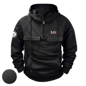 5.11 Tactical x U.S. Military Branch Tactical Quarter Zip Hoodie Personalized Mighty Freedom Tribute for Military Veterans Black