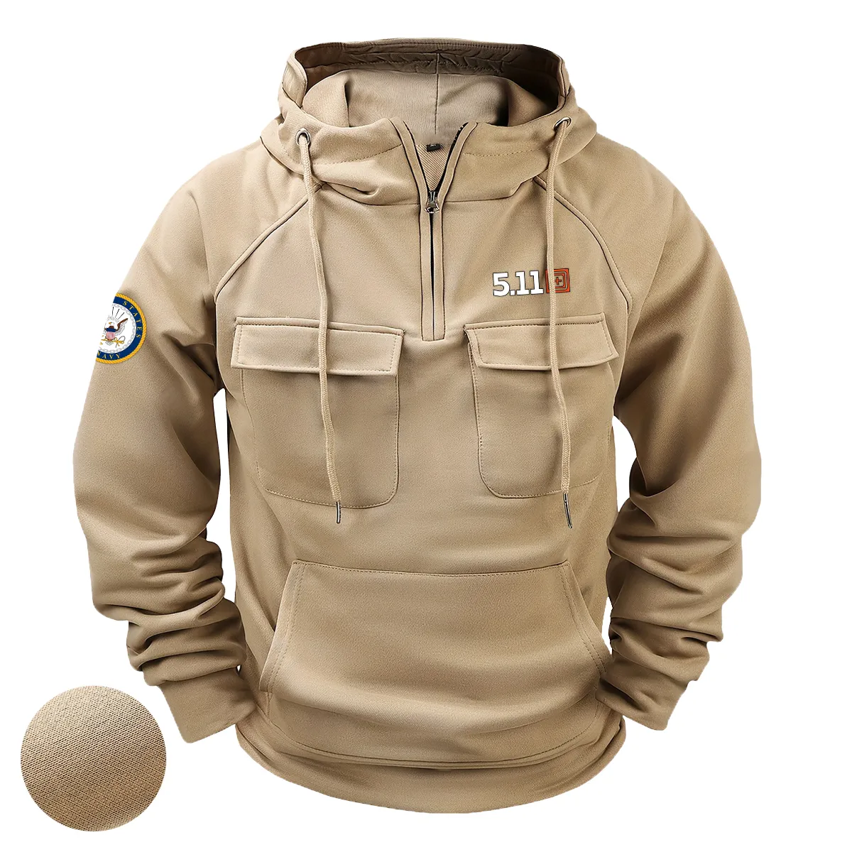 Mighty Sacrifice Edition Personalized 5.11 Tactical x U.S. Military Branch Tactical Quarter Zip Hoodie for Military Veterans Khaki Mighty Sacrifice Edition Personalized 5.11 Tactical x U.S. Military Branch Tactical Quarter Zip Hoodie for Military Veterans Khaki