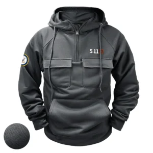 Personalized 5.11 Tactical x U.S. Military Branch Tactical Quarter Zip Hoodie Celebrating Mighty Pride for Military Veterans Gray