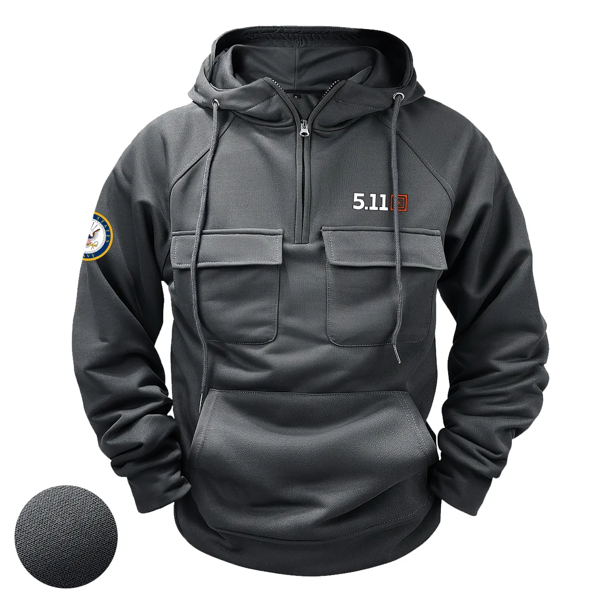 Personalized 5.11 Tactical x U.S. Military Branch Tactical Quarter Zip Hoodie Celebrating Mighty Pride for Military Veterans Gray Personalized 5.11 Tactical x U.S. Military Branch Tactical Quarter Zip Hoodie Celebrating Mighty Pride for Military Veterans Gray