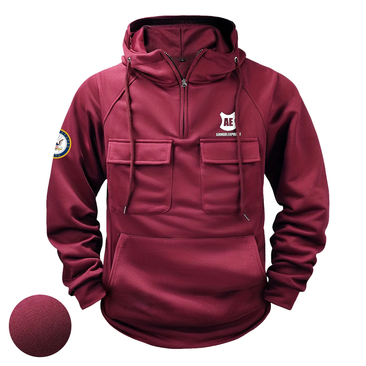 Personalized Armor Express x U.S. Military Branch Tactical Quarter Zip Hoodie Grateful Service Gift for Military Veterans Wine Red Personalized Armor Express x U.S. Military Branch Tactical Quarter Zip Hoodie Grateful Service Gift for Military Veterans Wine Red