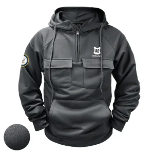 Grateful Duty Custom Armor Express x U.S. Military Branch Tactical Quarter Zip Hoodie for Military Veterans Gray