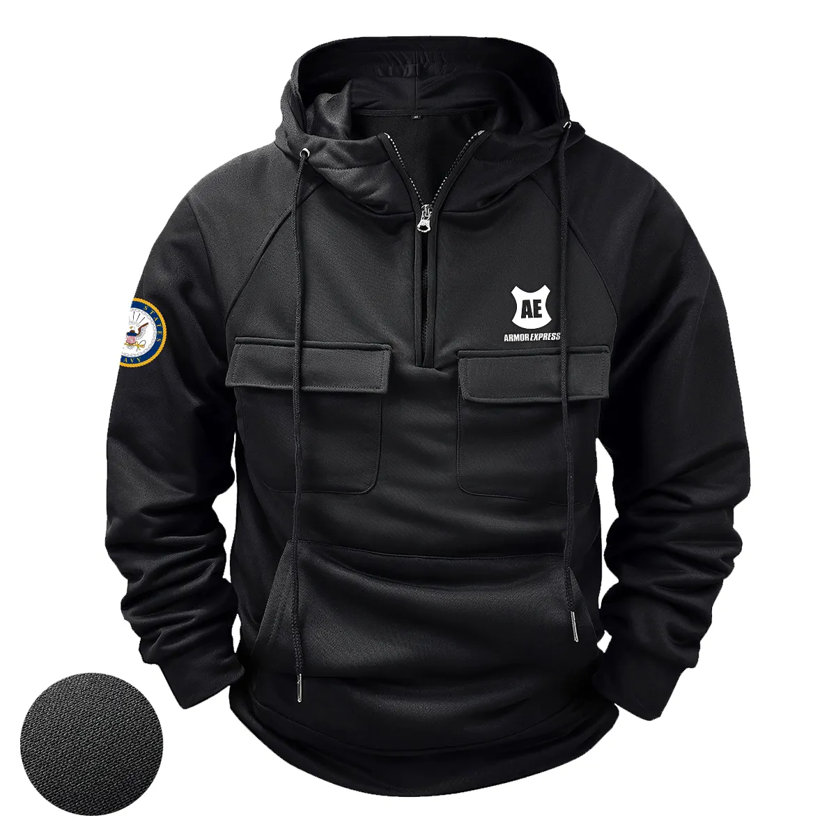 Armor Express x U.S. Military Branch Tactical Quarter Zip Hoodie Personalized Grateful Legacy Tribute for Military Veterans Black Armor Express x U.S. Military Branch Tactical Quarter Zip Hoodie Personalized Grateful Legacy Tribute for Military Veterans Black