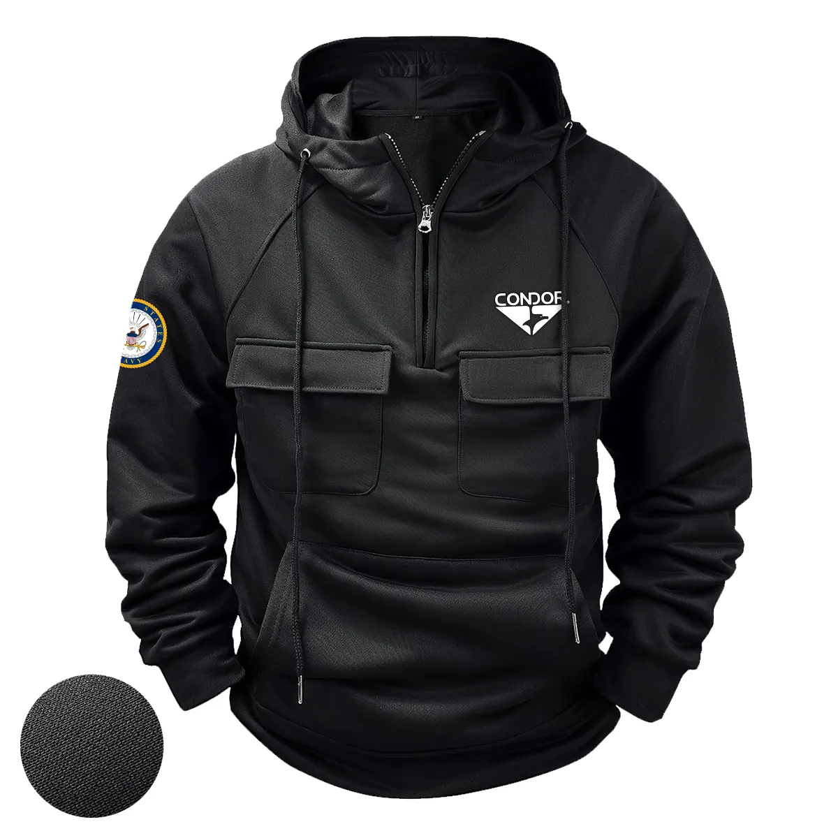 Grateful Courage Edition Personalized Condor x U.S. Military Branch Tactical Quarter Zip Hoodie for Military Veterans Black Grateful Courage Edition Personalized Condor x U.S. Military Branch Tactical Quarter Zip Hoodie for Military Veterans Black