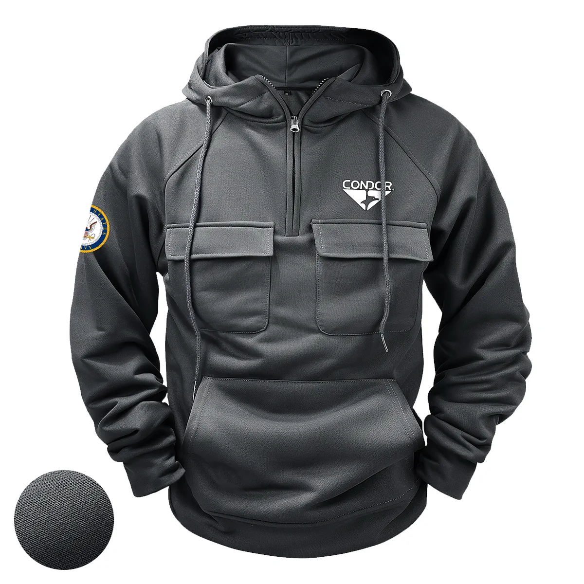 Condor x U.S. Military Branch Tactical Quarter Zip Hoodie Custom Grateful Commitment Salute to Military Veterans Gray Condor x U.S. Military Branch Tactical Quarter Zip Hoodie Custom Grateful Commitment Salute to Military Veterans Gray