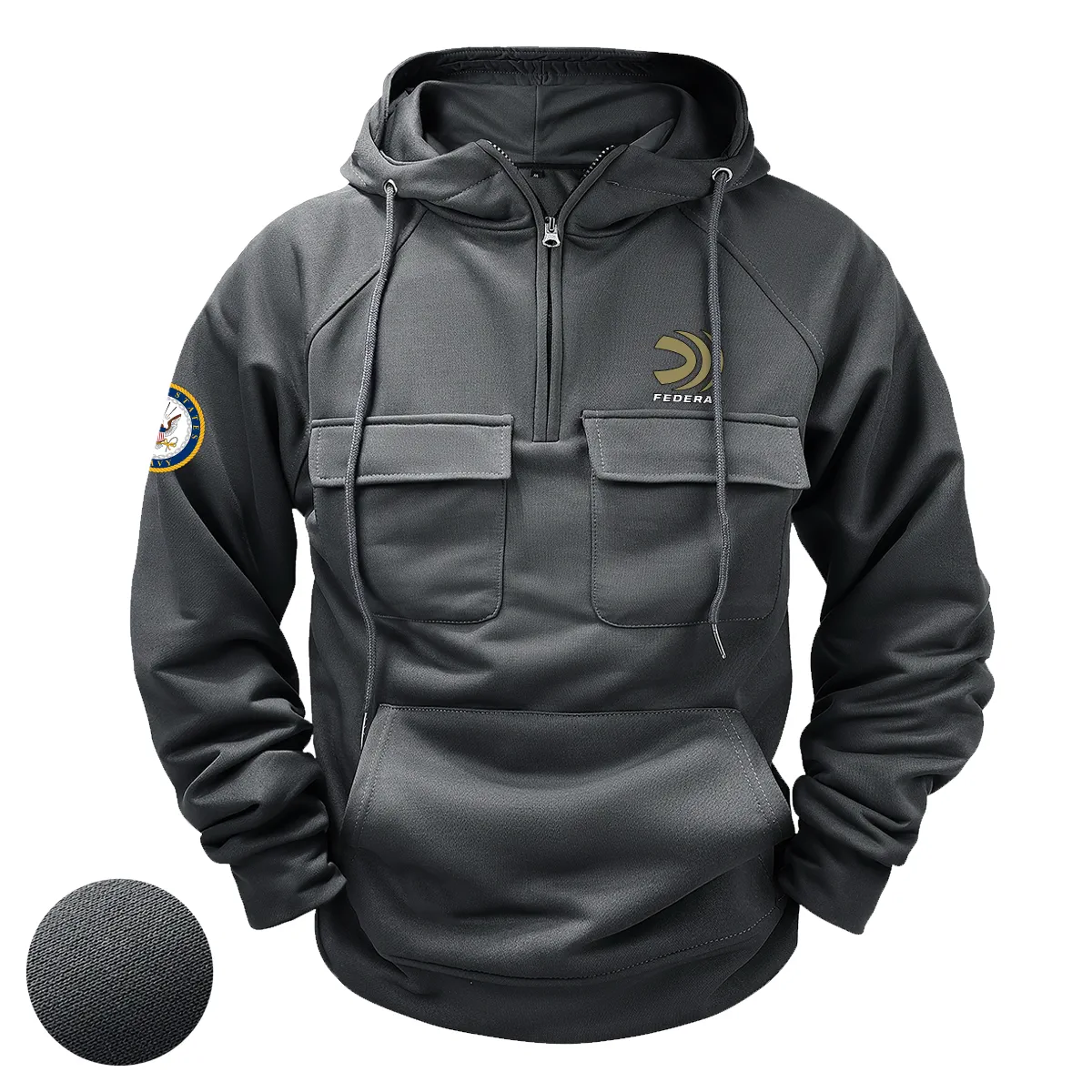 Timeless Strength Inspired Custom Federal Premium Ammunition x U.S. Military Branch Tactical Quarter Zip Hoodie for Military Veterans Gray Timeless Strength Inspired Custom Federal Premium Ammunition x U.S. Military Branch Tactical Quarter Zip Hoodie for Military Veterans Gray