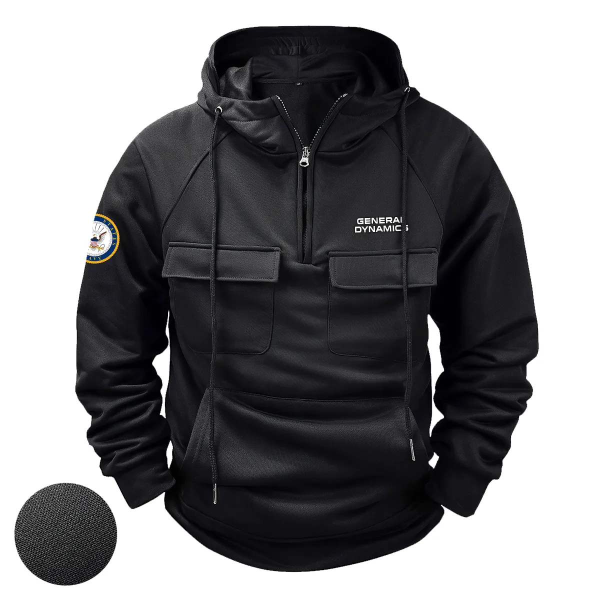 Timeless Patriotism Edition Personalized General Dynamics x U.S. Military Branch Tactical Quarter Zip Hoodie for Military Veterans Black Timeless Patriotism Edition Personalized General Dynamics x U.S. Military Branch Tactical Quarter Zip Hoodie for Military Veterans Black
