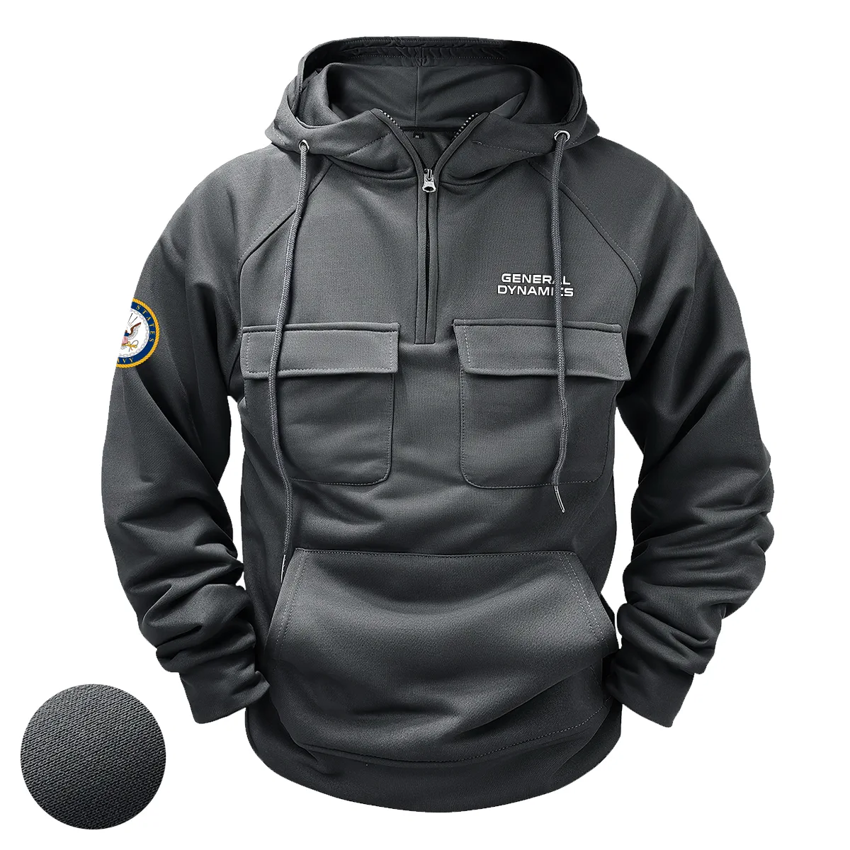 Personalized General Dynamics x U.S. Military Branch Tactical Quarter Zip Hoodie Celebrating Timeless Spirit for Military Veterans Gray Personalized General Dynamics x U.S. Military Branch Tactical Quarter Zip Hoodie Celebrating Timeless Spirit for Military Veterans Gray