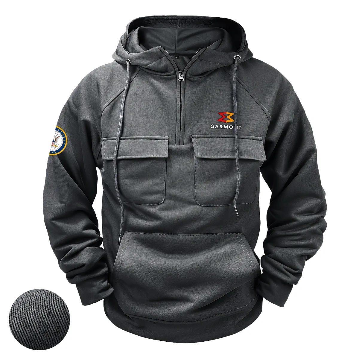 Gallant Honor Custom Garmont x U.S. Military Branch Tactical Quarter Zip Hoodie for Military Veterans Gray Gallant Honor Custom Garmont x U.S. Military Branch Tactical Quarter Zip Hoodie for Military Veterans Gray