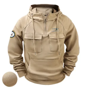 Military Veterans Gallant Patriotism Custom Lockheed Martin x U.S. Military Branch Tactical Quarter Zip Hoodie Khaki