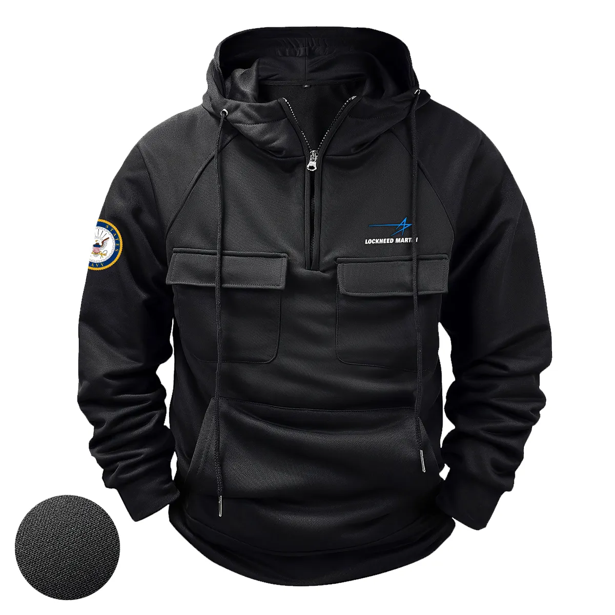 Gallant Spirit Inspired Custom Lockheed Martin x U.S. Military Branch Tactical Quarter Zip Hoodie for Military Veterans Black Gallant Spirit Inspired Custom Lockheed Martin x U.S. Military Branch Tactical Quarter Zip Hoodie for Military Veterans Black