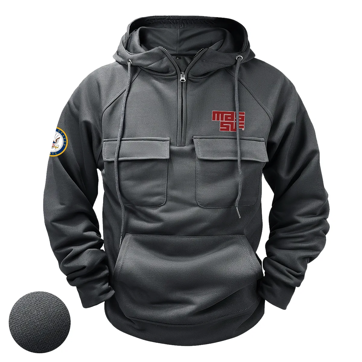 Massif x U.S. Military Branch Tactical Quarter Zip Hoodie Custom Gallant Loyalty Salute to Military Veterans Gray Massif x U.S. Military Branch Tactical Quarter Zip Hoodie Custom Gallant Loyalty Salute to Military Veterans Gray
