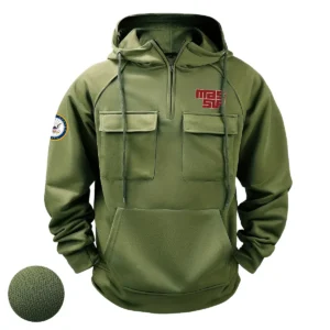 Massif x U.S. Military Branch Tactical Quarter Zip Hoodie Personalized Devoted Honor Tribute for Military Veterans Army Green