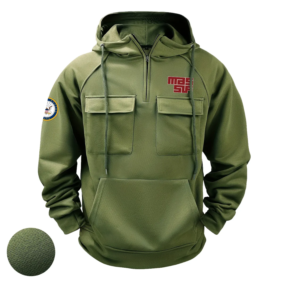 Massif x U.S. Military Branch Tactical Quarter Zip Hoodie Personalized Devoted Honor Tribute for Military Veterans Army Green Massif x U.S. Military Branch Tactical Quarter Zip Hoodie Personalized Devoted Honor Tribute for Military Veterans Army Green