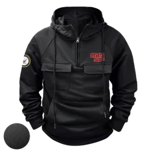 Custom Devoted Service Massif x U.S. Military Branch Tactical Quarter Zip Hoodie Honoring Military Veterans Black