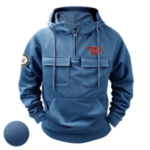 Devoted Duty Edition Personalized Massif x U.S. Military Branch Tactical Quarter Zip Hoodie for Military Veterans Blue