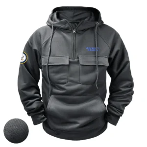 Devoted Courage Inspired Custom Northrop Grumman x U.S. Military Branch Tactical Quarter Zip Hoodie for Military Veterans Gray
