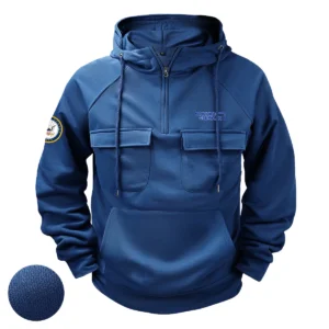 Personalized Northrop Grumman x U.S. Military Branch Tactical Quarter Zip Hoodie Devoted Pride Gift for Military Veterans Dark Blue