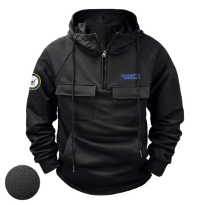 Devoted Brotherhood Custom Northrop Grumman x U.S. Military Branch Tactical Quarter Zip Hoodie for Military Veterans Black