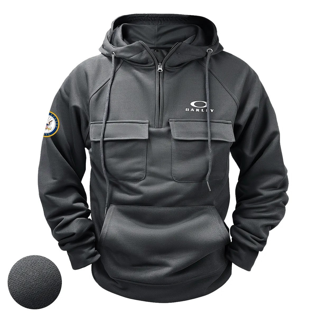 Devoted Devotion Edition Personalized Oakley x U.S. Military Branch Tactical Quarter Zip Hoodie for Military Veterans Gray Devoted Devotion Edition Personalized Oakley x U.S. Military Branch Tactical Quarter Zip Hoodie for Military Veterans Gray