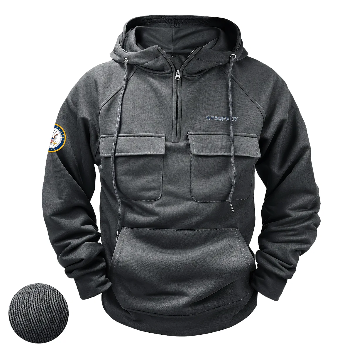 Devoted Fortitude Custom Propper x U.S. Military Branch Tactical Quarter Zip Hoodie for Military Veterans Gray Devoted Fortitude Custom Propper x U.S. Military Branch Tactical Quarter Zip Hoodie for Military Veterans Gray