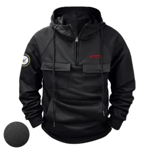 Legendary Pride Custom Raytheon Technologies x U.S. Military Branch Tactical Quarter Zip Hoodie for Military Veterans Black