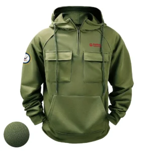 Raytheon Technologies x U.S. Military Branch Tactical Quarter Zip Hoodie Personalized Legendary Brotherhood Tribute for Military Veterans Army Green